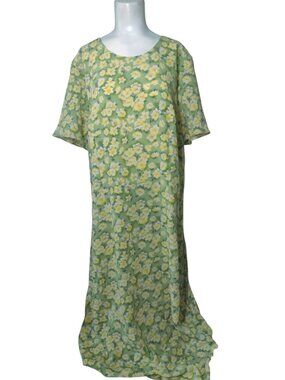 Vintage Lady Dorby Crinkle Floral Maxi Dress 18 Cottagecore Wedding Guest Modest